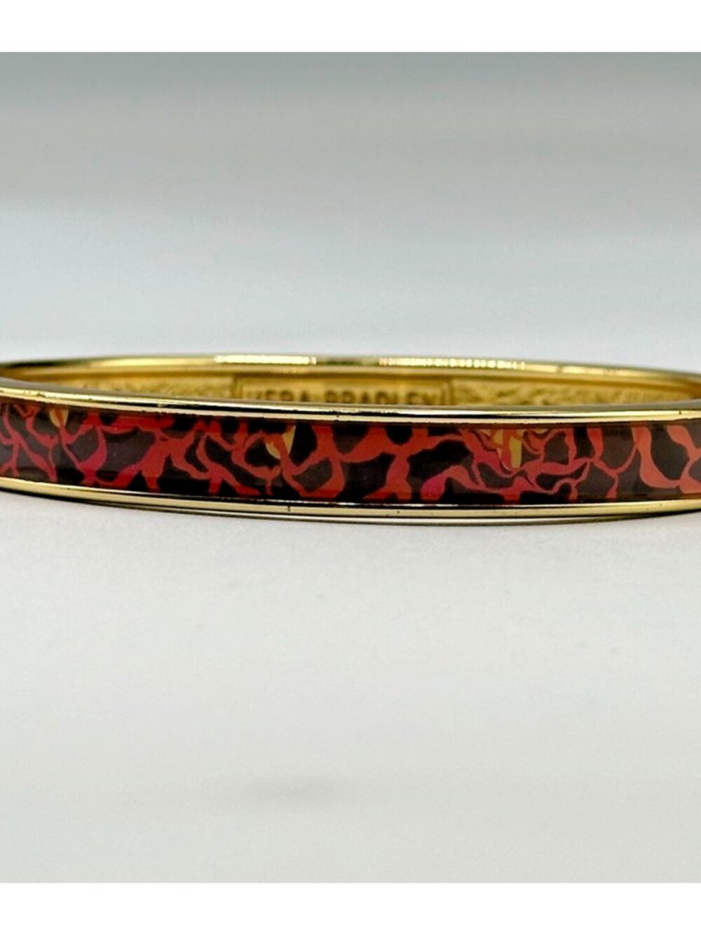 3/$30 Vera Bradley Katalina Bangle Bracelet Gold Tone Pink Enamel Magnetic 7.75"